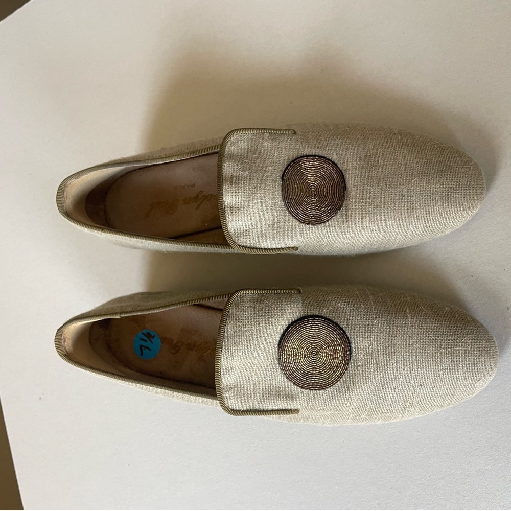 Evelyn Paul Tan Linen Shoes loafers 8.5 France 7.5 US - Picture 9 of 10
